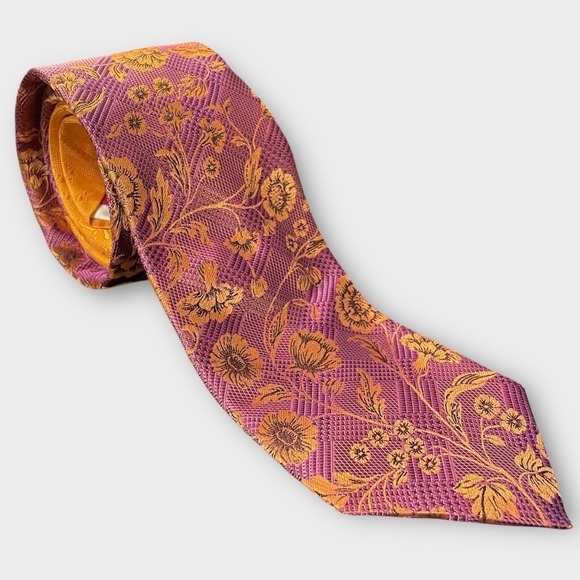 Robert Graham Necktie Pink Orange Floral Knowledge Wisdom Truth‎ Made In USA - Picture 2 of 7